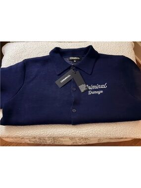 Criminal Damage Men's Navy Lightweight Polo Jacket